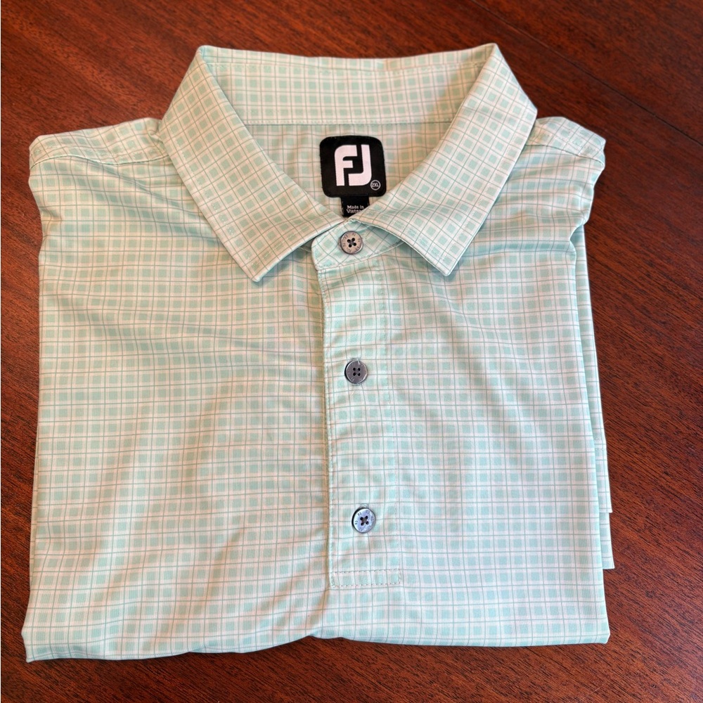 FootJoy Mint Green Checkered Polo Shirt